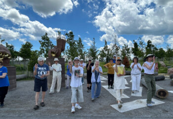 Tai chi with Kara's sculptures.