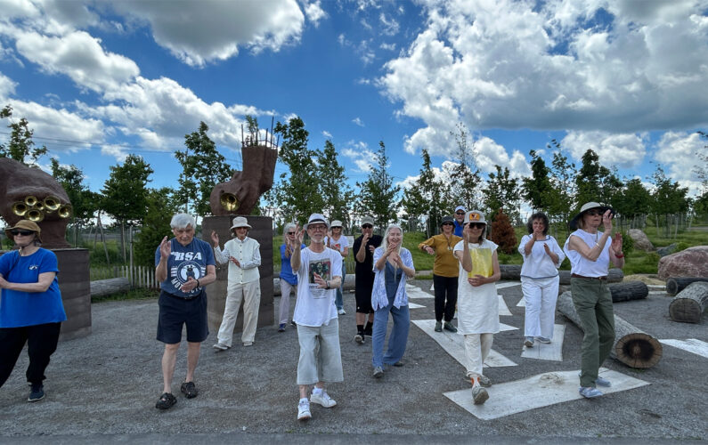 Tai chi with Kara's sculptures.