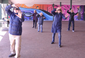 Tai Chi under the Boathouse roof in Kew Gardens